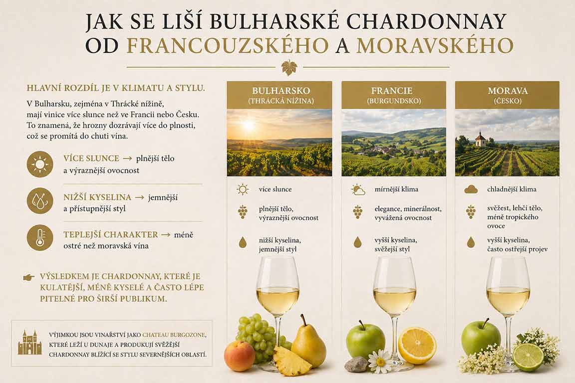 Jak se liší bulharské Chardonnay od francouzského a moravského