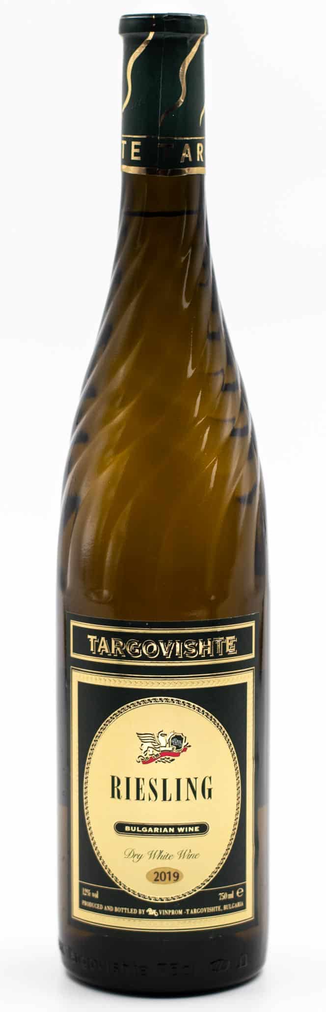 Bulharské víno bíle suché Riesling Targovishte v zakroucené láhvi prowine