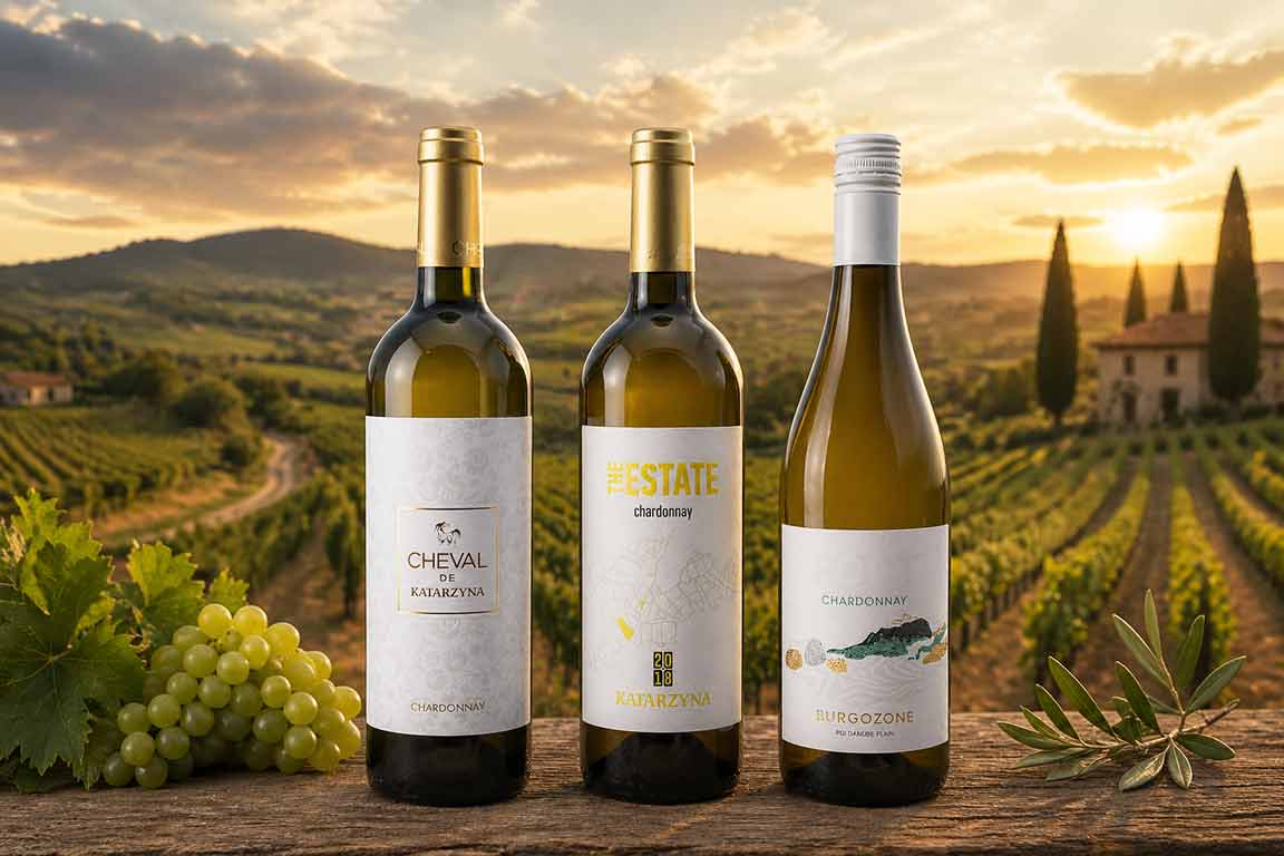 Vyvážená bulharská vína, odrůdy Chardonnay z vinařství Katarzyna Estate a Chateau Burgozone