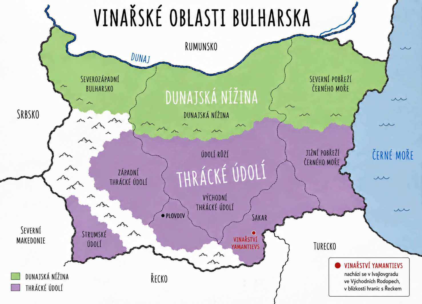 Poloha bulharského vinařství Yamantievs.