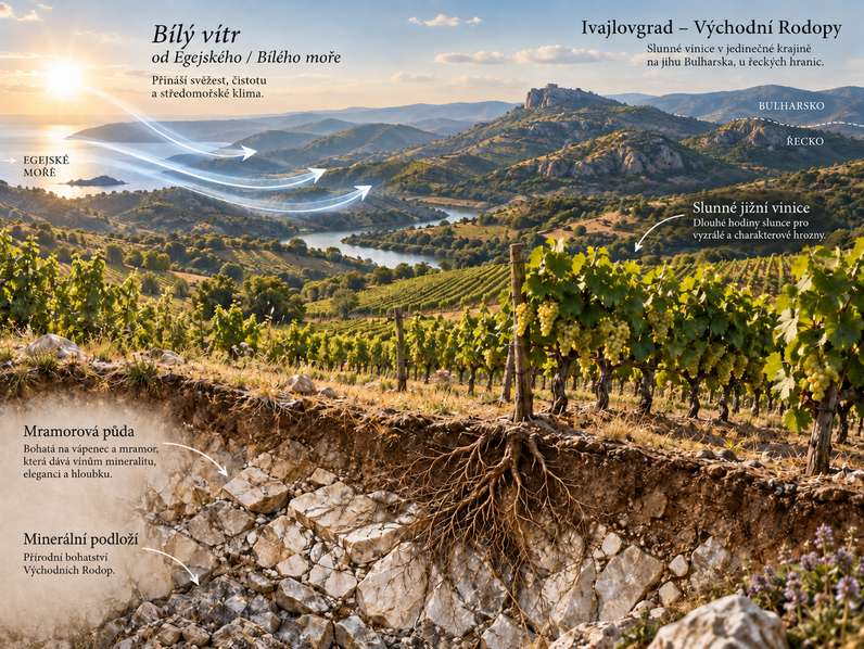 Terroir vinařství Yamantievs v jižním bulharsku
