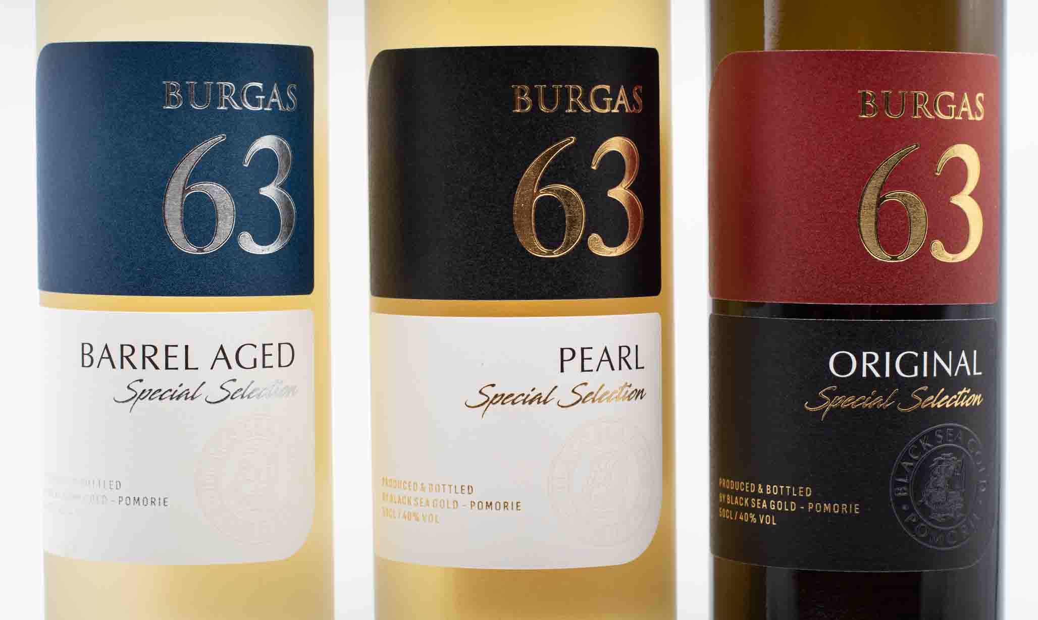 Tři láhve bulharské rakije Burgas 63