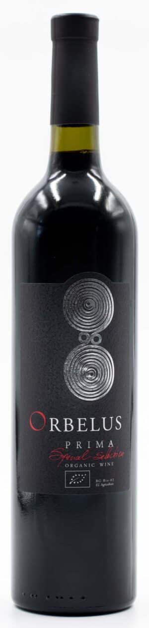 Láhev vína Orbelus Prima Special Selection – exkluzivní bulharské červené víno, cuvée Cabernet Sauvignon, Merlot, Melnik 55 a Petit Verdot.