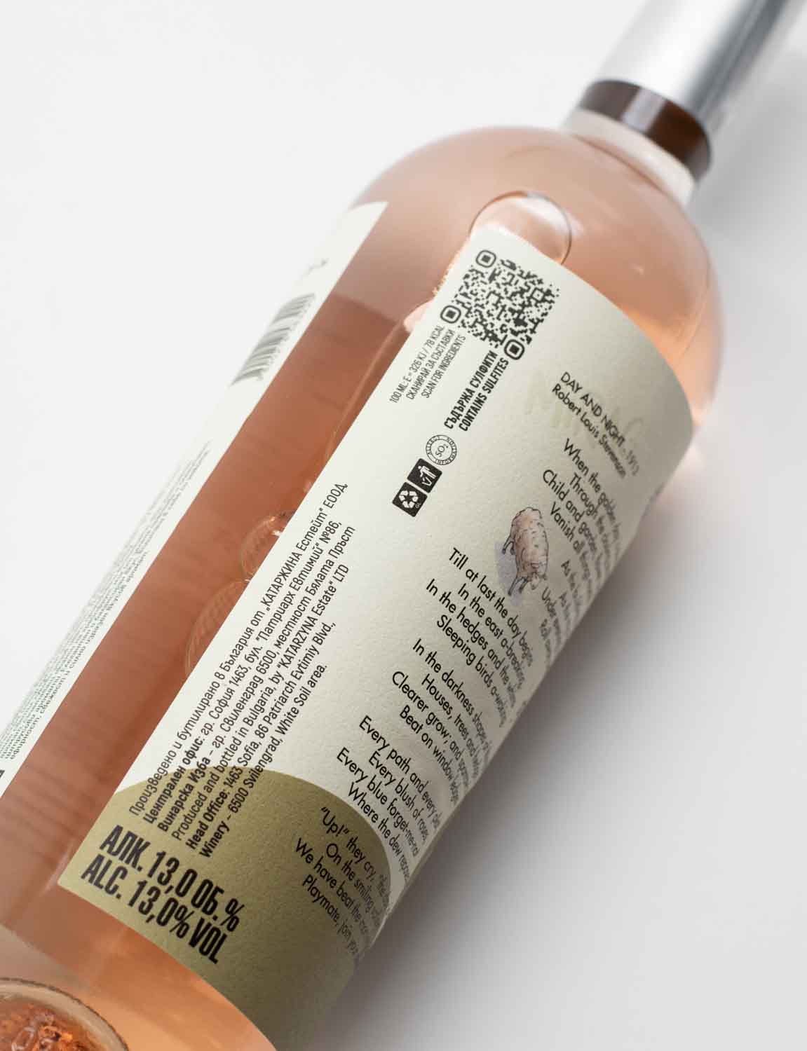 Etiketa vína Katarzyna Estate Contemplations Rosé – umělecký design série Contemplations