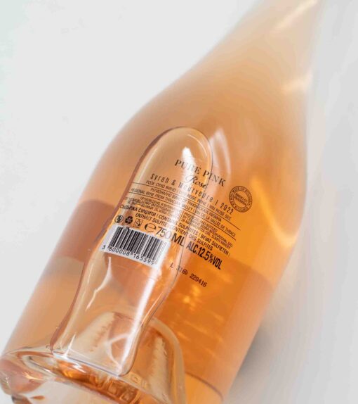 Zadní etiketa růžového bulharského vína Pure Pink.