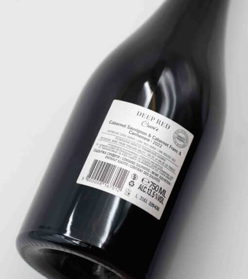 Zadní etiketa bulharského vína Deep Rad