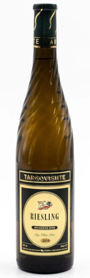 Bulharské víno bíle suché Riesling Targovishte v zakroucené láhvi prowine