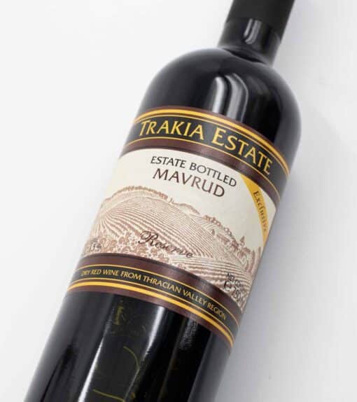 Bulharská vína Trakia Estate mavrud detail etikety